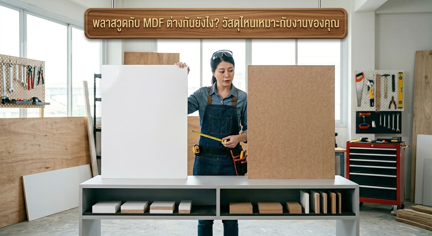 พลาสวูดกับ MDF ต่างกันยังไง? วัสดุไหนเหมาะกับงานของคุณ